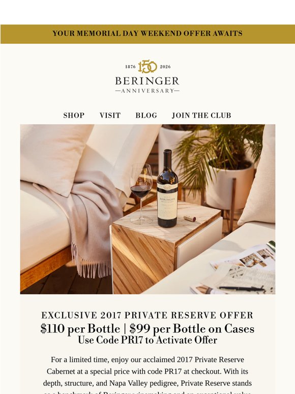 This Weekend Only: Insider Pricing on 2017 Private Reserve Cabernet!