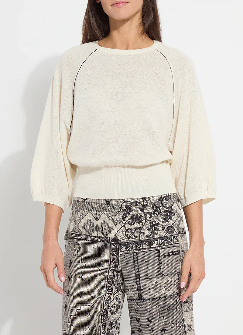 Image of Anabela Wide Sleeve Knit Linen Sweater