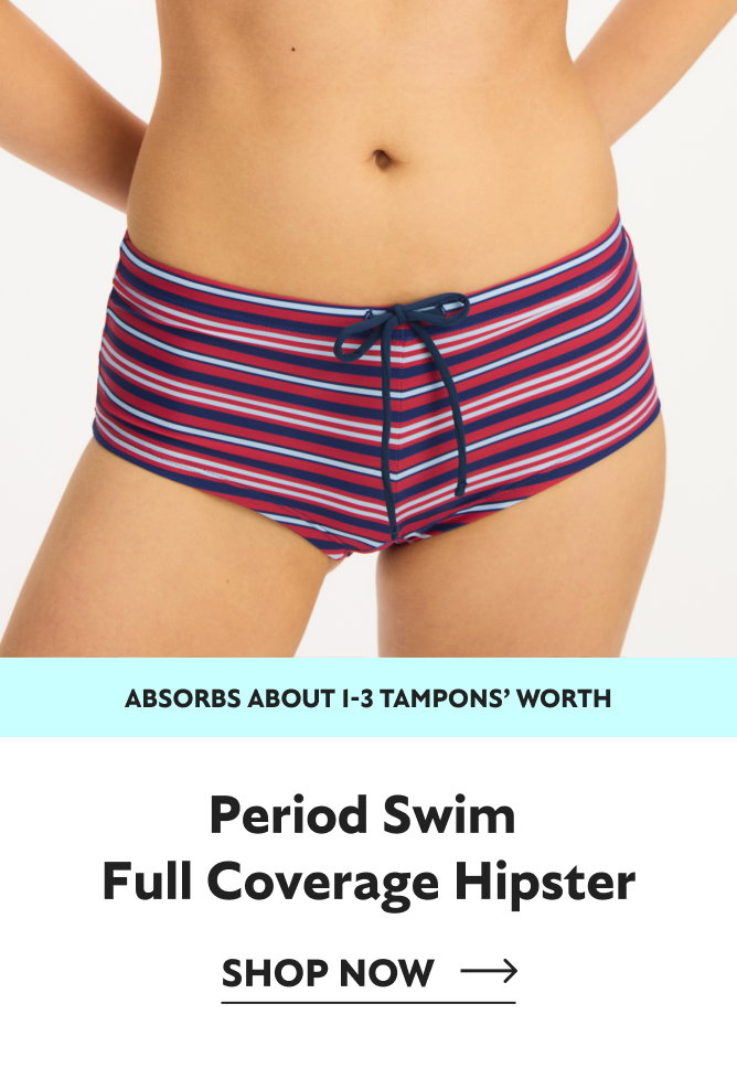 Period Swim Full Coverage Hipster. Absorbs about 1-3 tampons' worth. Shop now
