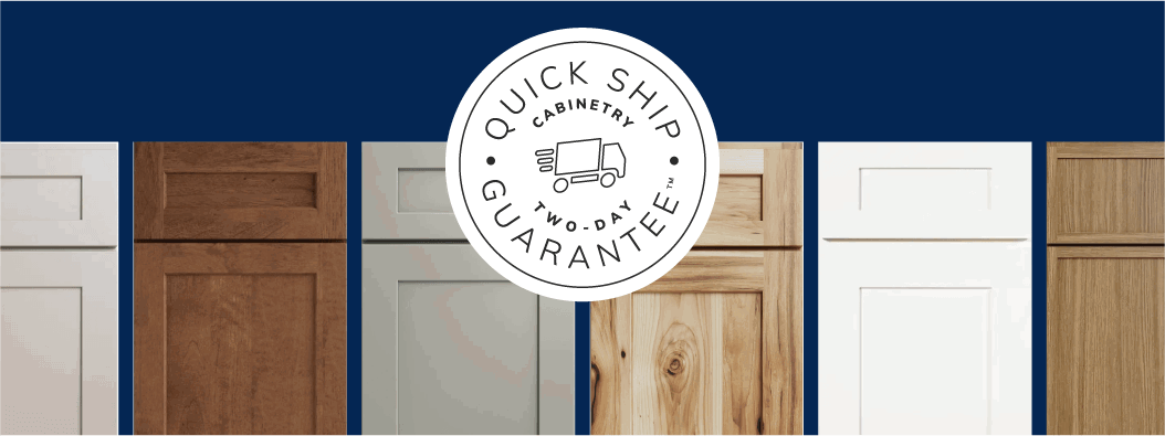 Six cabinet doors with Quick Ship logo.