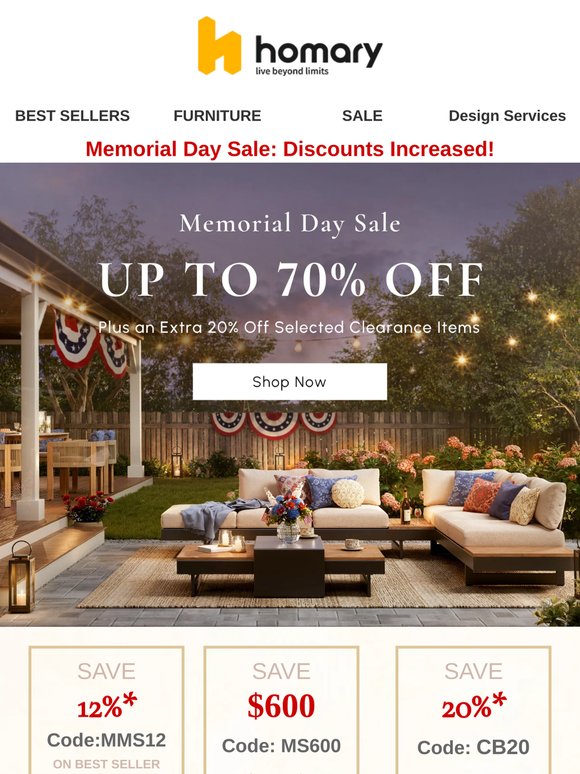 💥Memorial Day Sale: Discounts Just Got Bigger — Up to 70% Off Selected Items