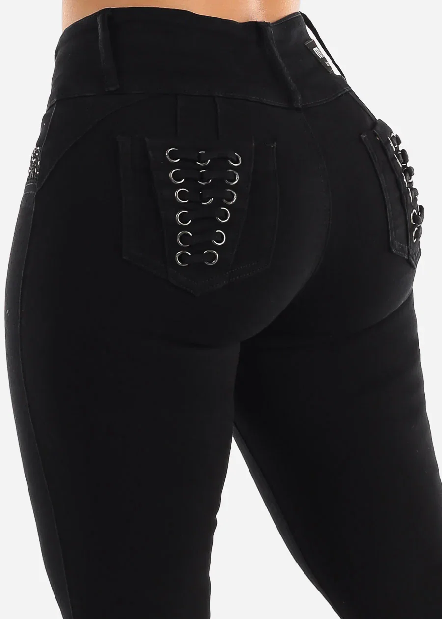 Image of MX JEANS Butt Lifting Black Denim Casual Jeans