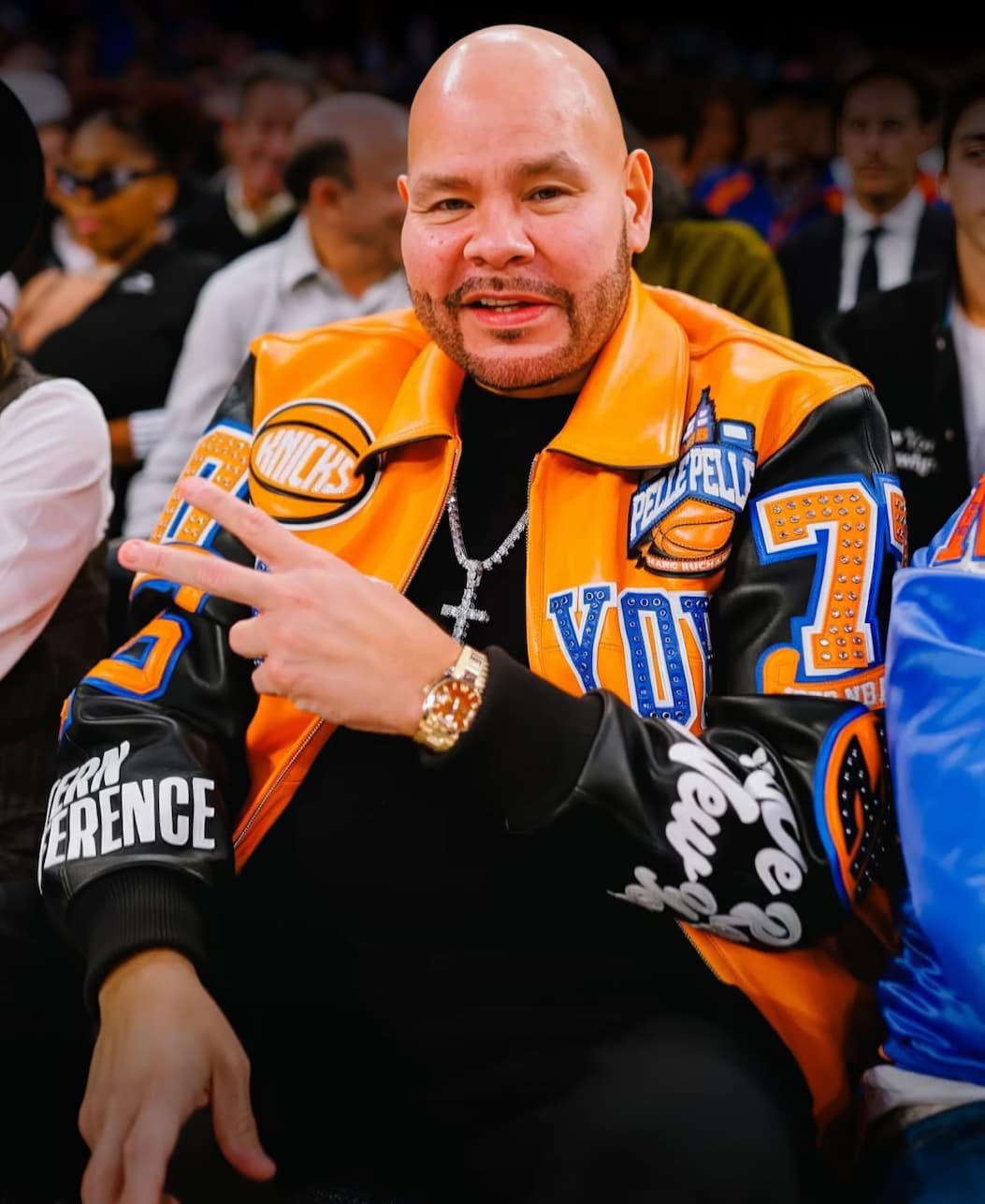 Pelle Pelle x FISLL for the city of knicks jacket Color: Orange / Black / Royal