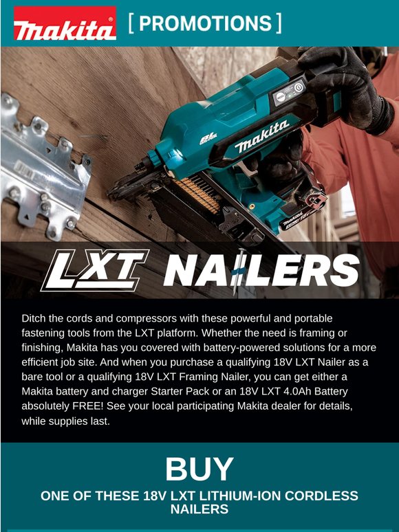 Cordless Framing and Finishing Nailers