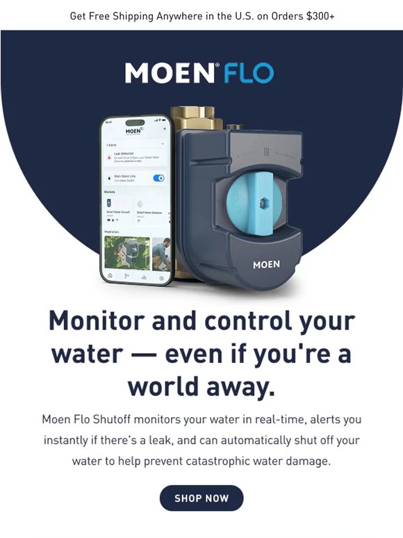 Travel plans? Leave worry-free with Moen Flo protecting your home.