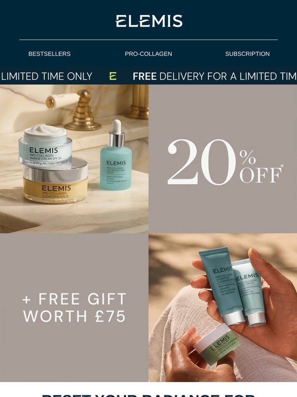 20% off, a free gift & free delivery 🌞