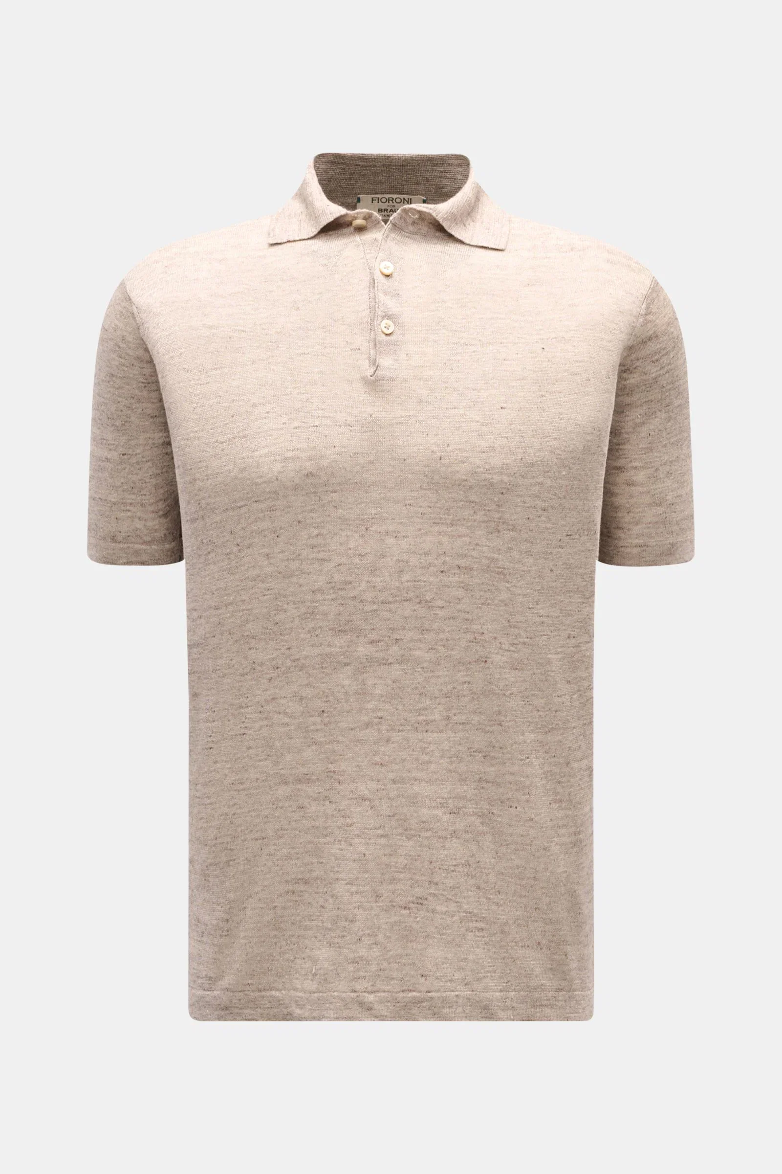 Leinen Kurzarm-Strickpolo beige/braun