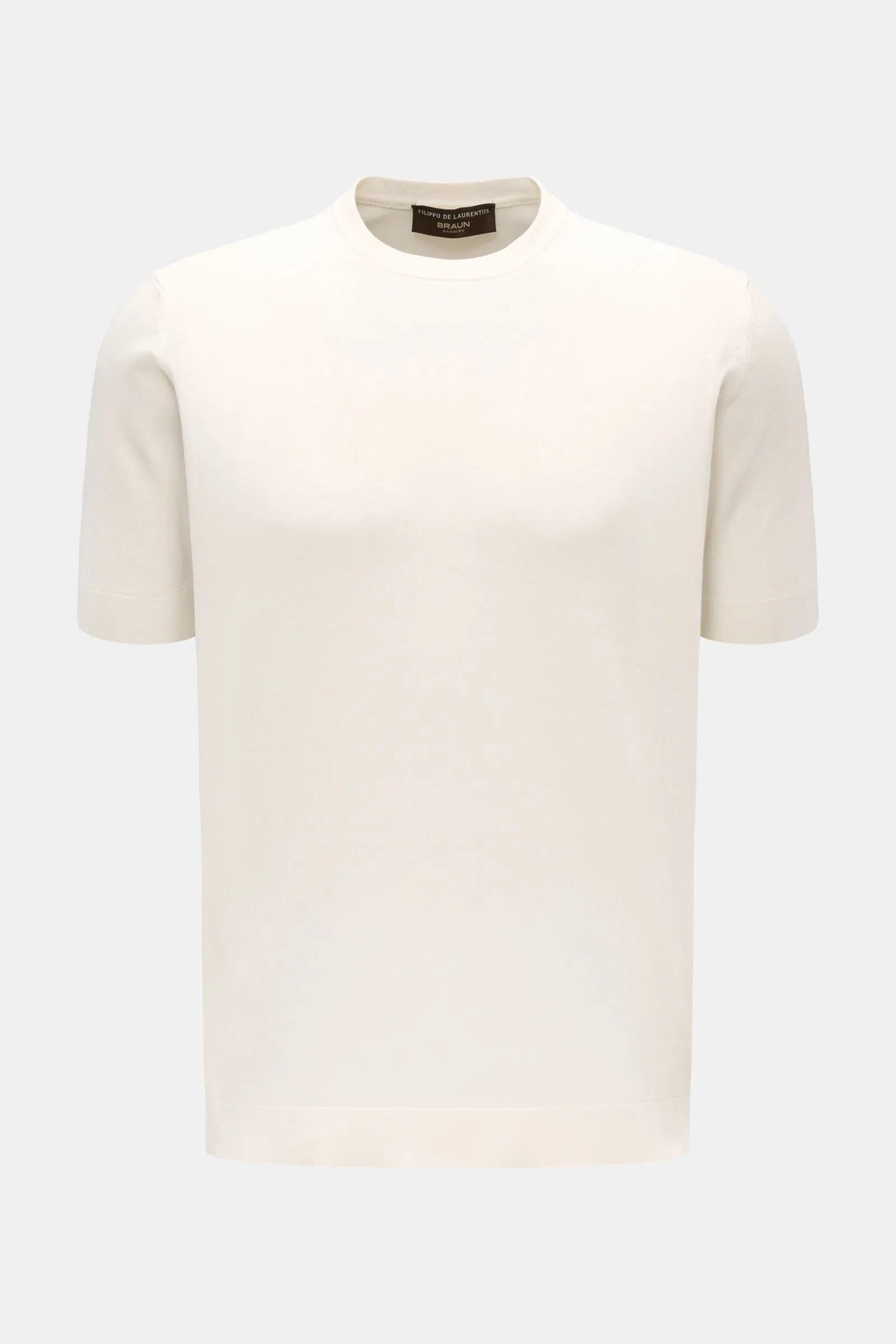 Feinstrick-Kurzarmpullover creme