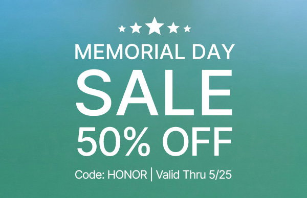 memorial day sale - 50% off - shop now