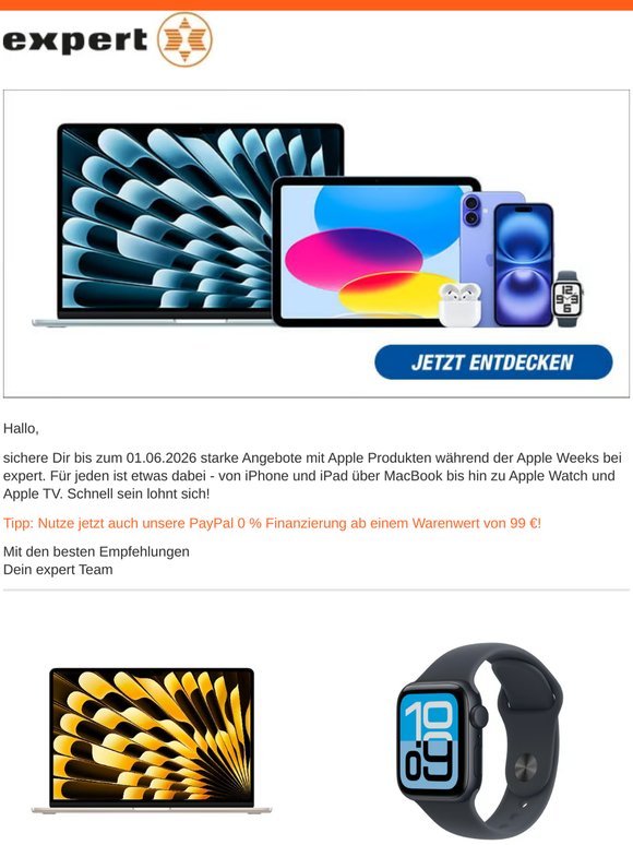 Apple Weeks bei expert. Nur bis 01.06.2026