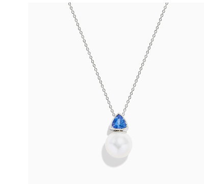 Nahla 14K White Gold Fresh Water Pearl and Tanzanite Pendant