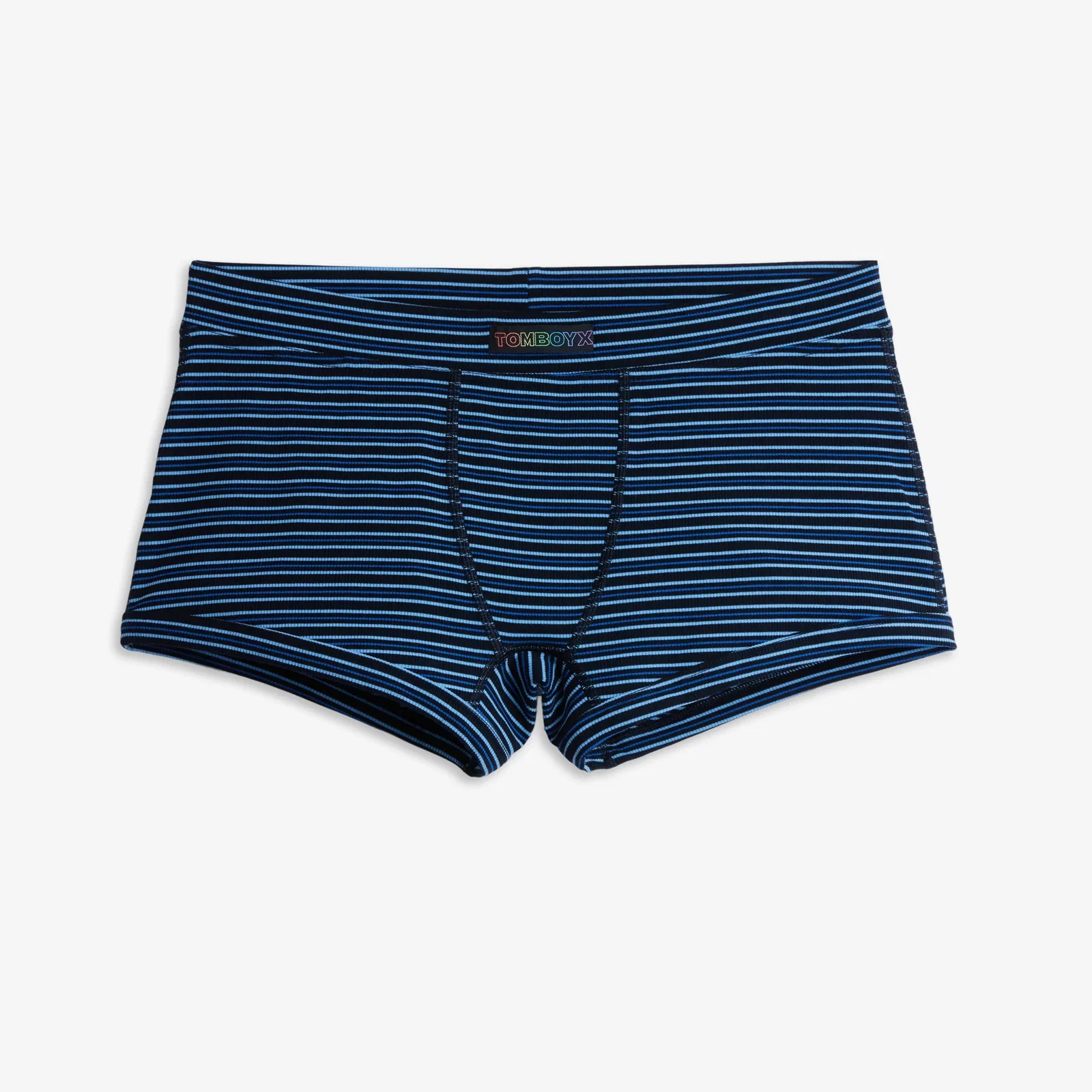 Image of Bamboo Rib Boy Shorts - Ink Blue Stripe