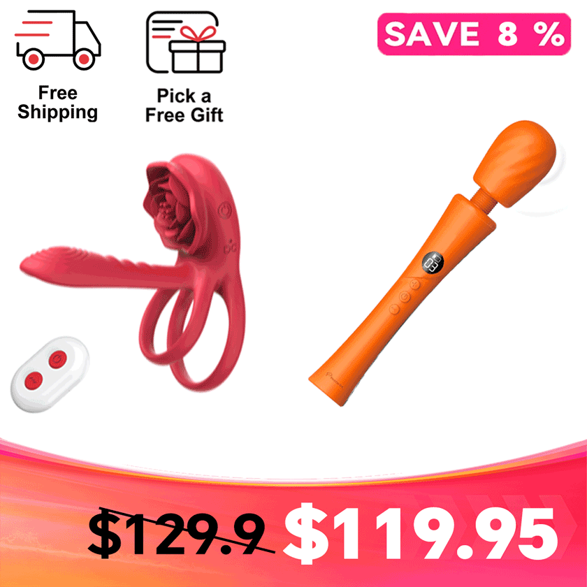 For Couples' Fun - Rosethick Cock Ring & Pearlsvibe Auryne Wand
