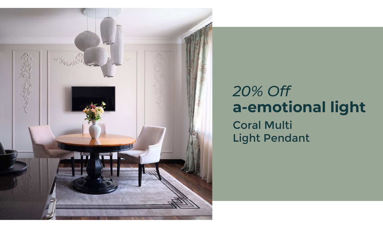 20% Off a-emotional light Pictured: Coral Multi Light Pendant