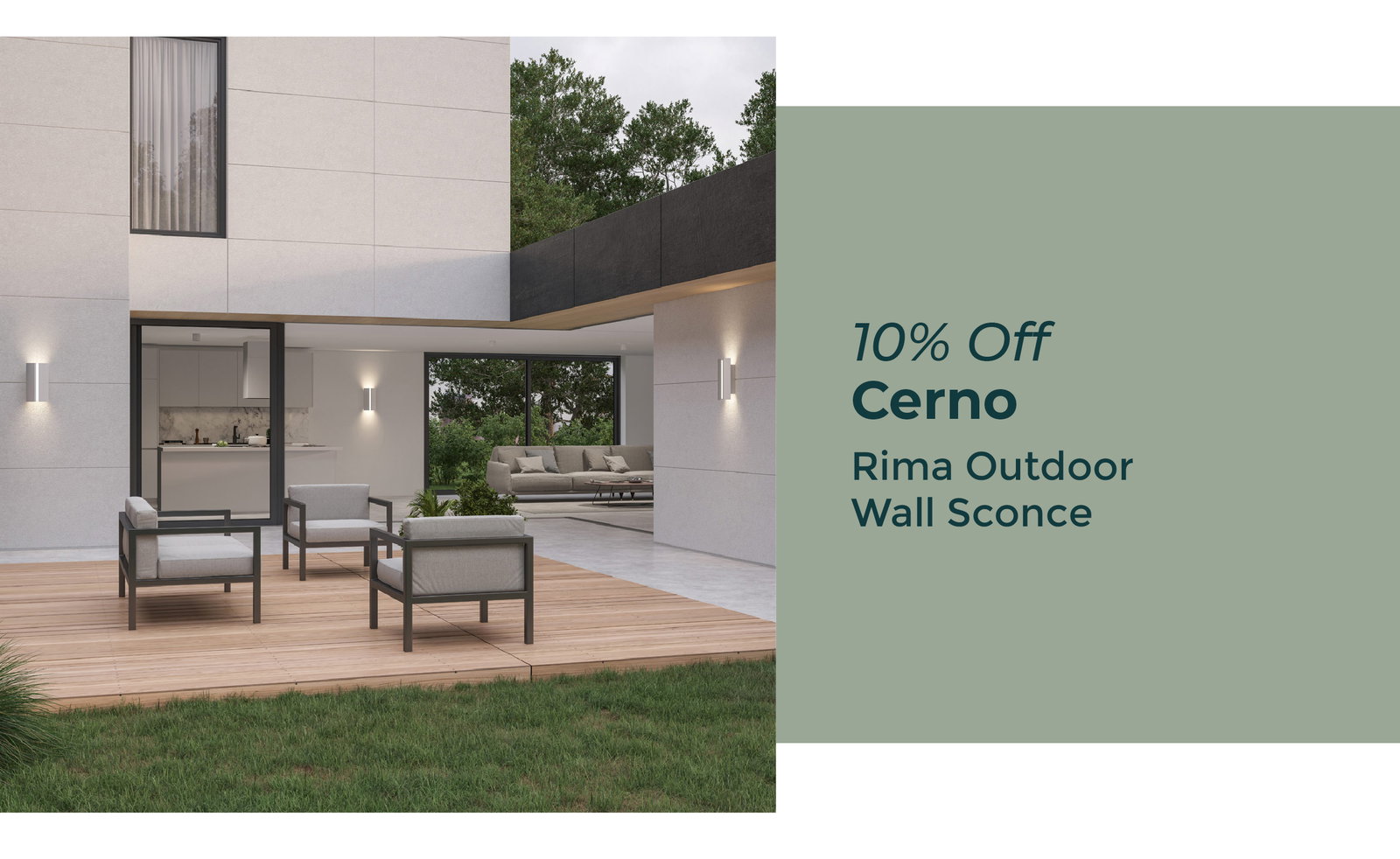 10% Off Cerno Pictured: Rima Outdoor Wall Sconce