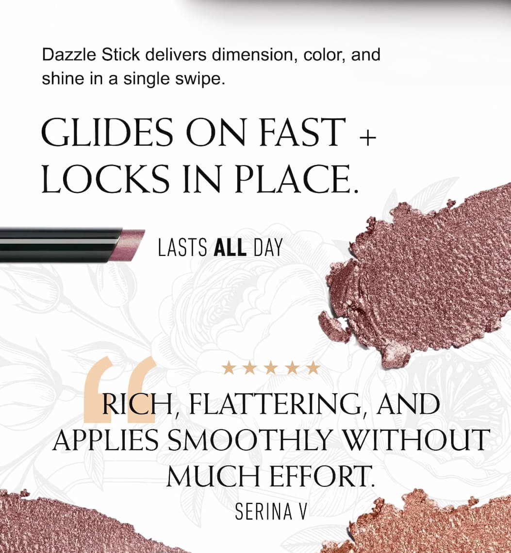 Glides on fast + locks in place. Lasts All Day