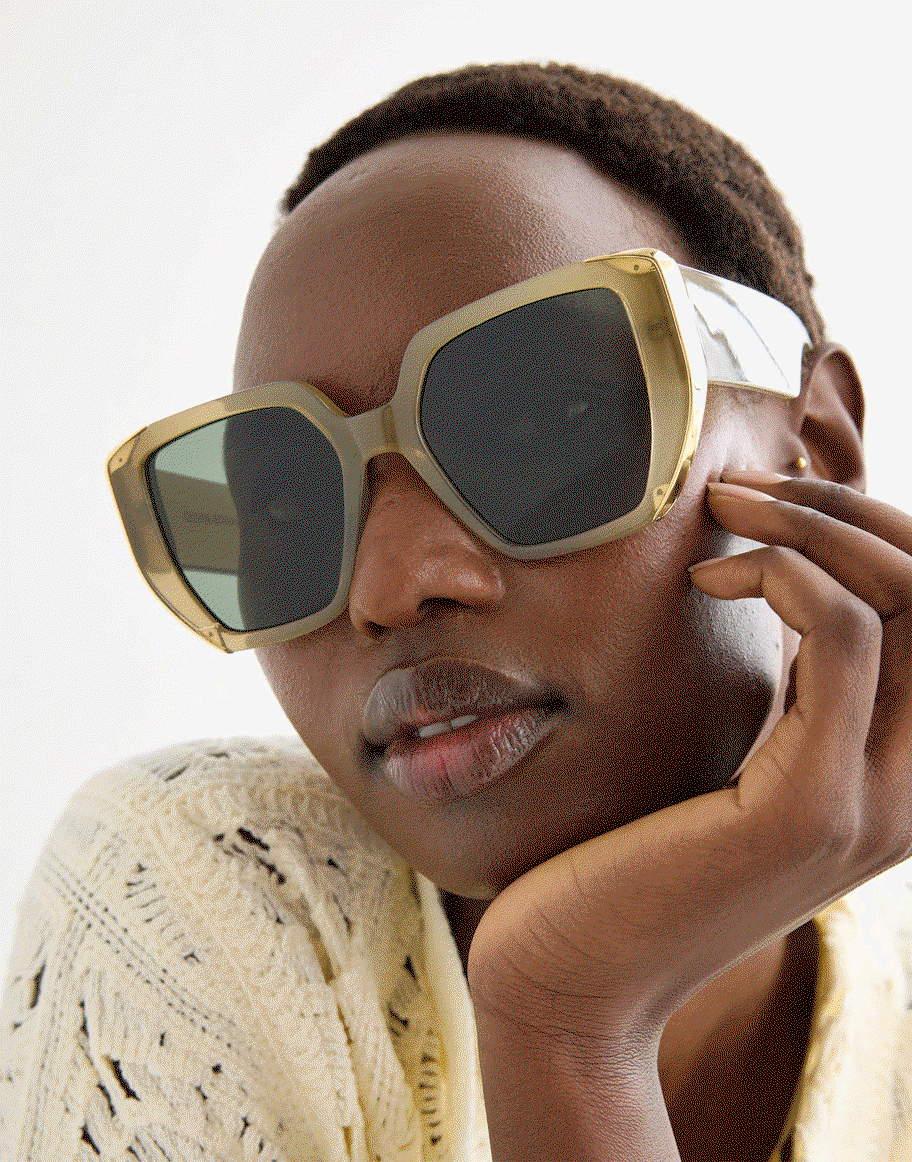 Green & Gold Metal Inlay Oversized Square Sunglasses