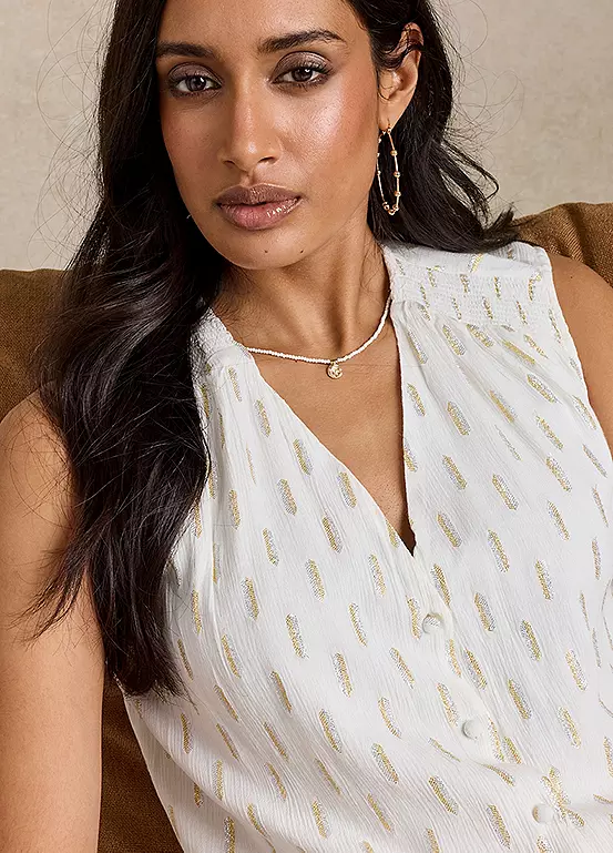 Together White & Gold Metallic Blouse