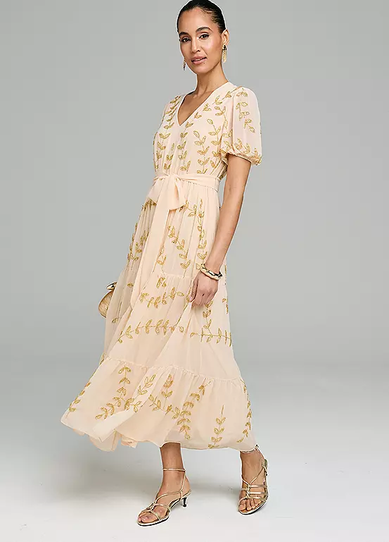 Kaleidoscope Apricot Embellished Midaxi Dress
