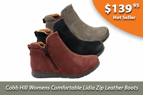 Cobb Hill Womens Lidia Zip Boot Leather Ankle Boots