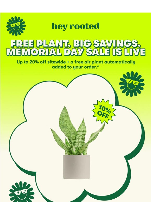 Free plant. 20% off. What are you waiting for? 🌱🛒