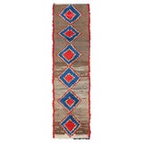 Item Image Vintage Moroccan Runner Rug with Red & Blue Diamond Medallions - Rug & Kilim
