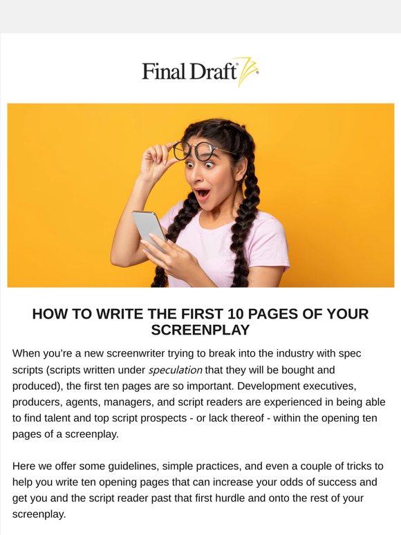 Kickstart Your Screenplay in 10 Pages! ✍️