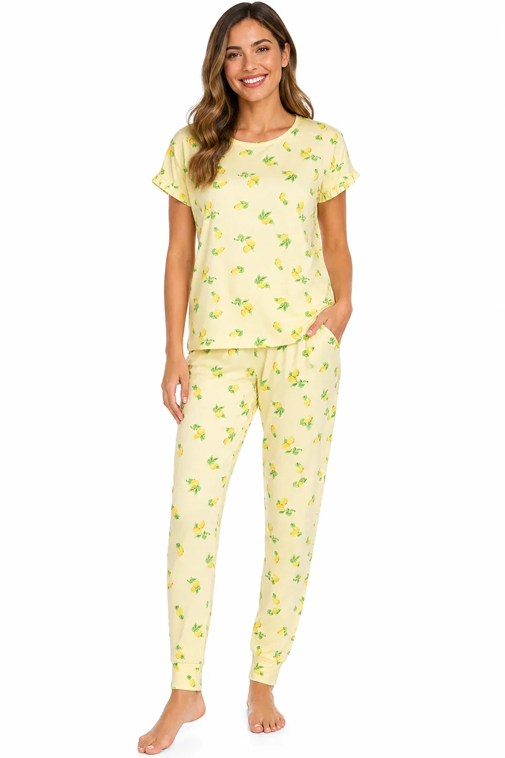 Image of Women’s Lemon Print Pyjama Set