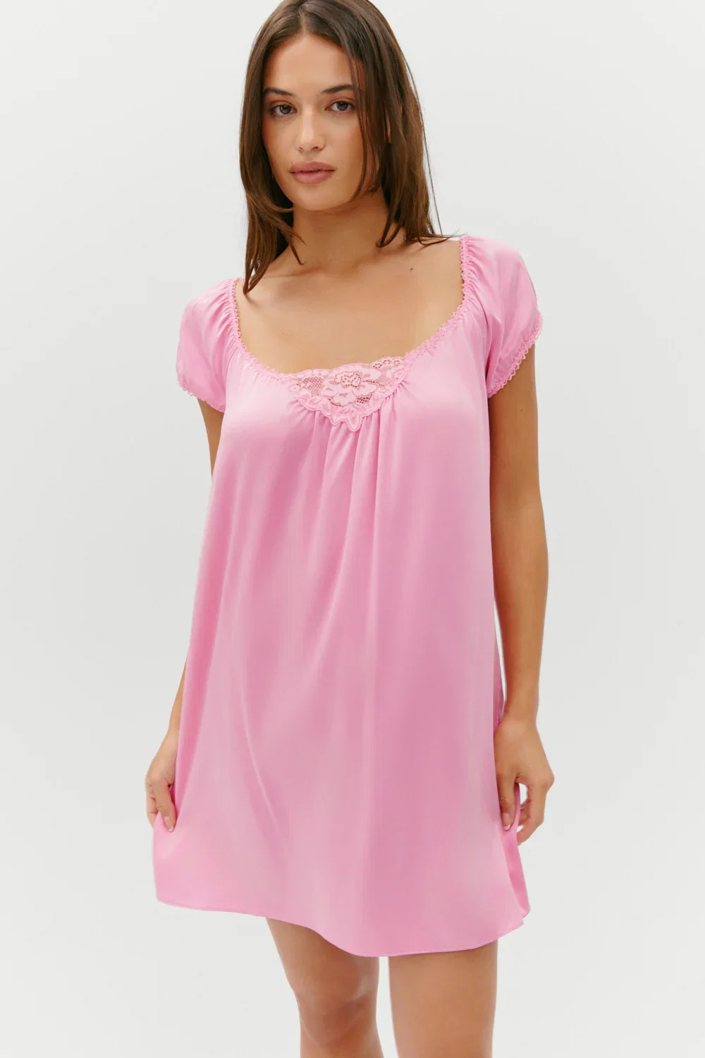 Image of Bo Silk Babydoll Dress - Sunset Pink