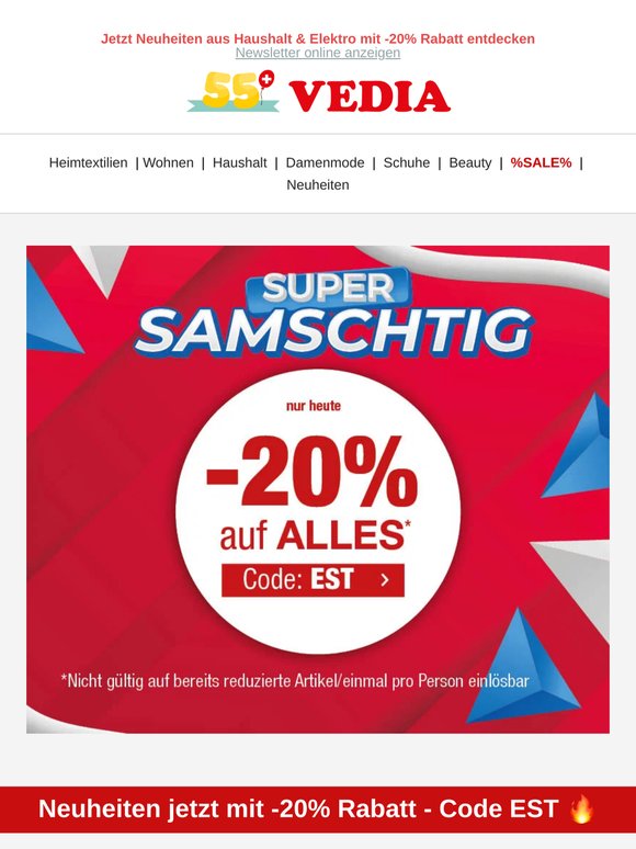 💥 SUPER Samschtig 🔥 -20% auf ALLES