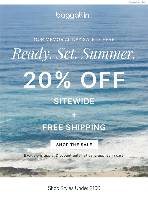Free Shipping + 20% Off Sitewide is Here