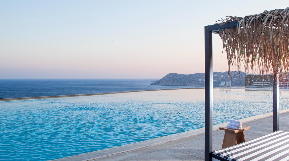 Mykonos Hillside Bliss near Elia Beach with Daily Sparkling Wine Breakfast & One Kid Stays Free