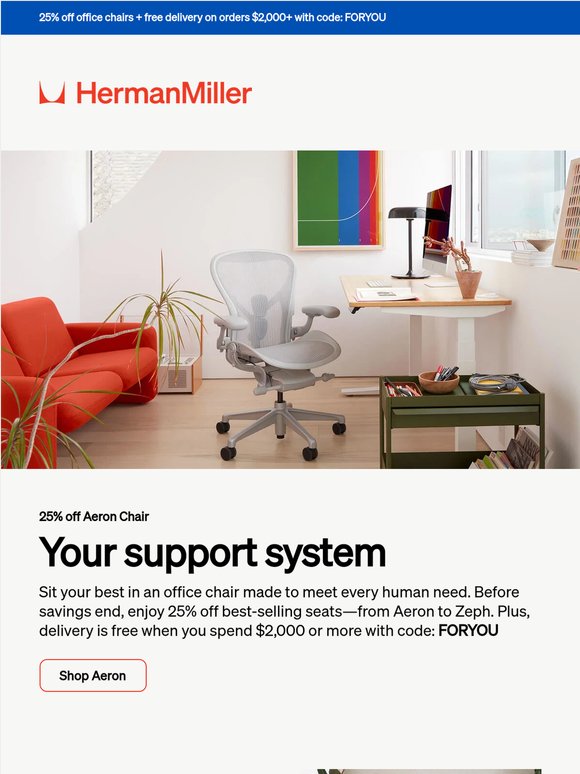 Last weekend to save: 25% off Aeron Chair