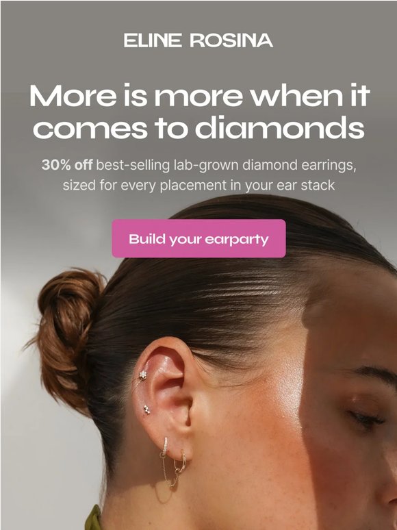 30% off diamond earrings for your ear stack