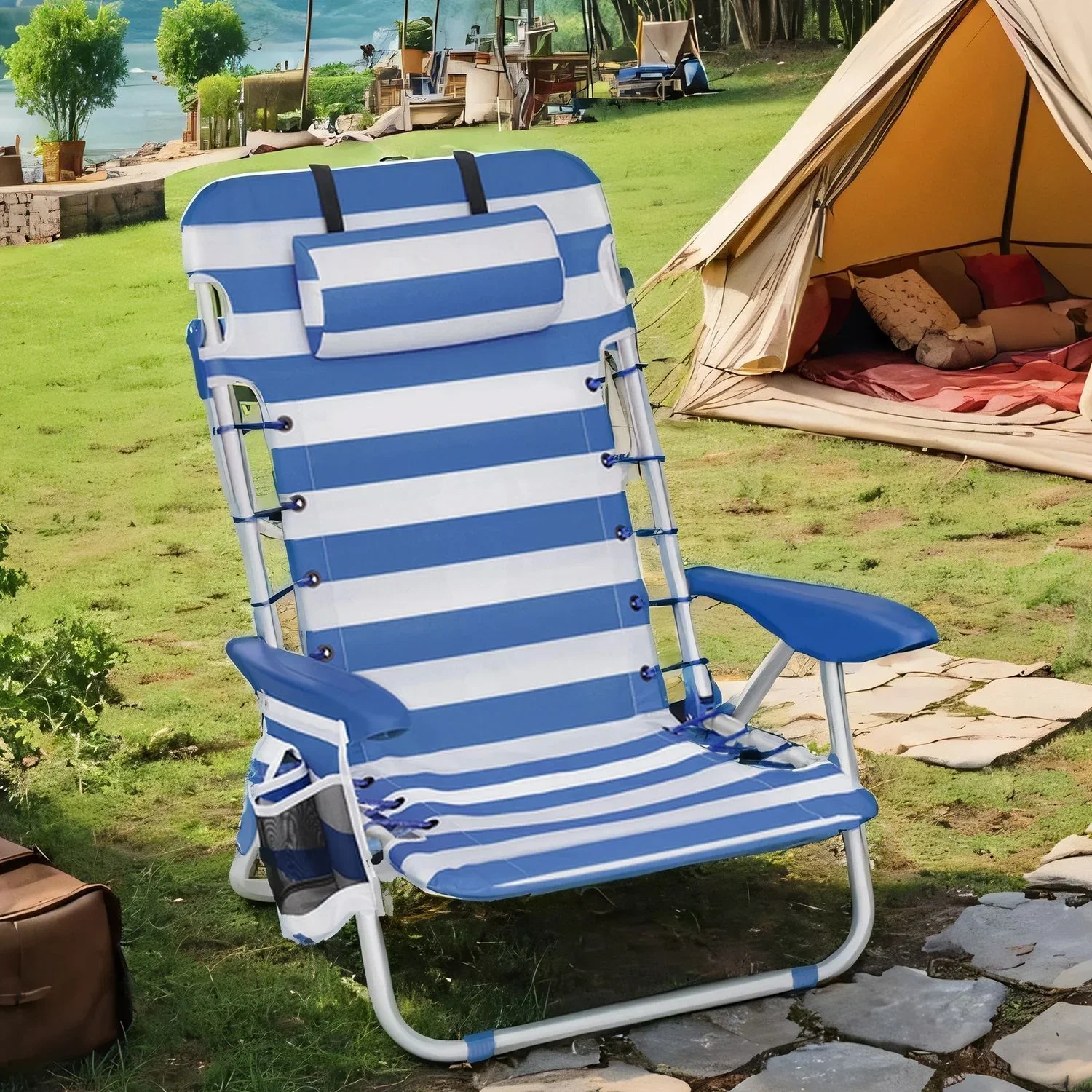 Image of Faltbarer Strandstuhl mit Kopfkissen