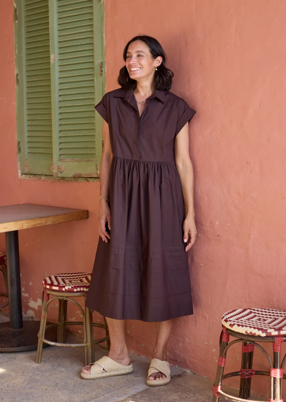 Image of GRACIE SHIRTDRESS - CHOCOLATE