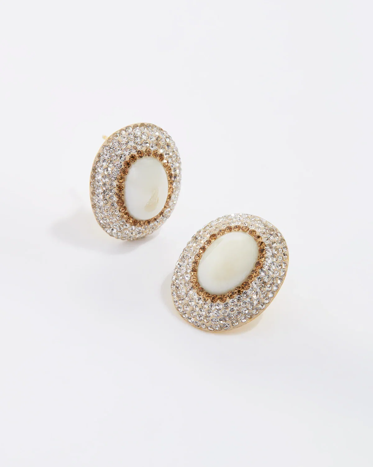 Image of Pearl Crystal Stud Earrings