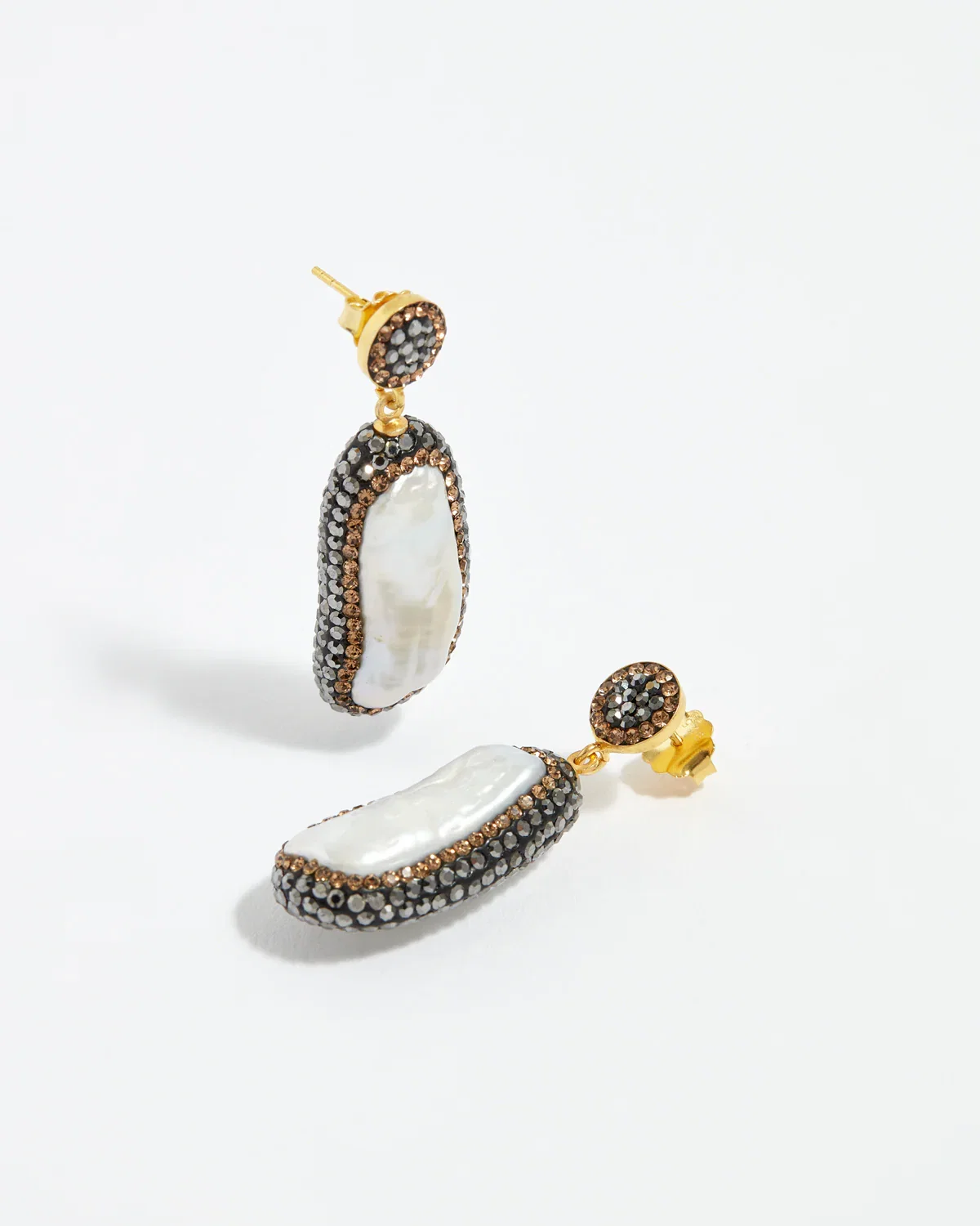 Image of Double Sided Earrings, Baroque Pearl