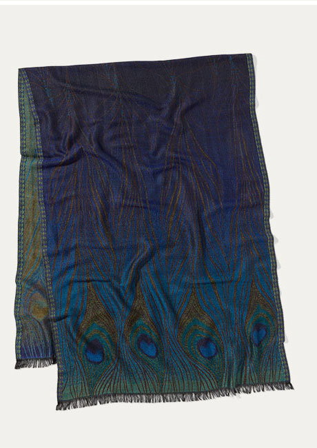 Louis C. Tiffany Peacock Feather Wool-Blend Shawl