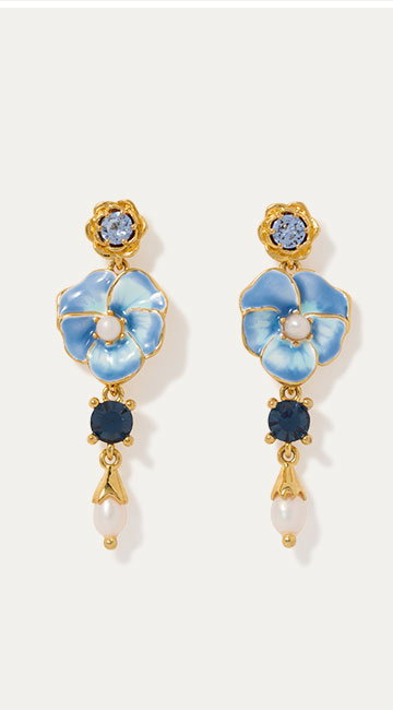 Pansy Pearl Drop Earrings