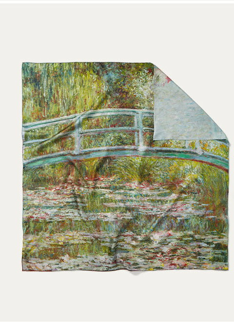 Monet Blooms Double-Sided Square Silk Scarf