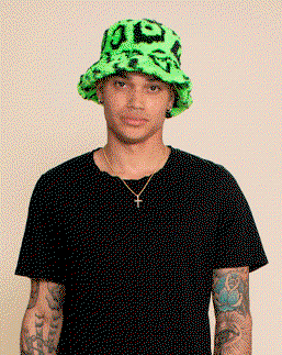 Men's Fur Bucket Hat | Neon Green Leopard