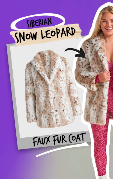 Women's Faux Fur Coat | Siberian Snow Leopard Print