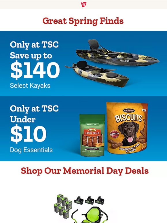 Save BIG All Weekend Long — Up to $120 off grills, up to $140 off kayaks plus MORE!
