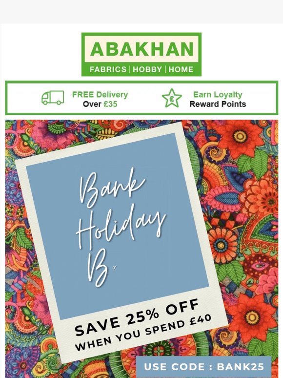 Bank Holiday Bonus – Save 25% Off This Weekend