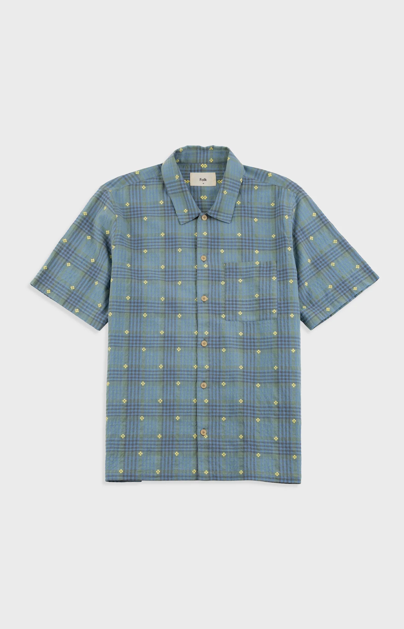 Image of Gabe Shirt - Blue Yellow Flower Check | Folk x Goss Brothers