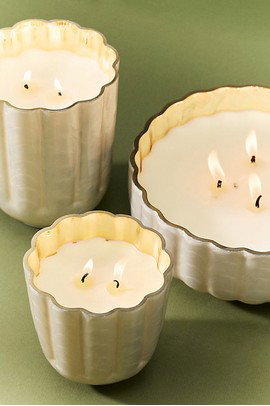 Capri Blue Volcano Scalloped Capiz Glass Candle