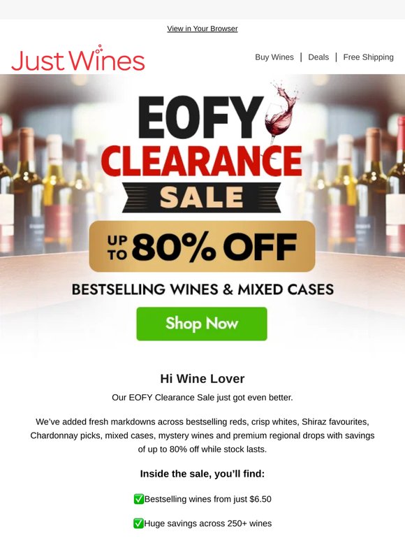 EOFY Clearance Is On | Wines From Just $6.50