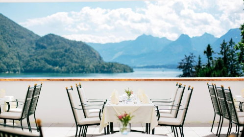 Terrasse mit blick auf den wolfgang see