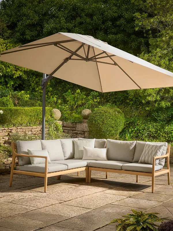 Horizontal Cantilever Parasol Set - Slate & Champagne